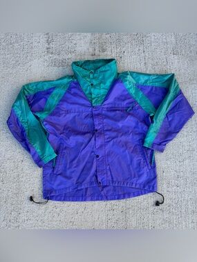 Vintage The North Face Jacket Mens XL Purple Green Windbreaker Full Zip Hooded